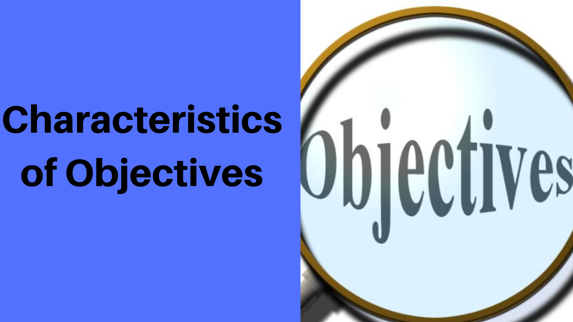 Characterstics of Objective written with Blue Background