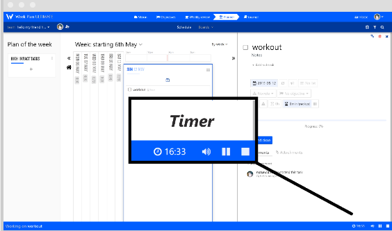 week plan's time tracking dashboard 