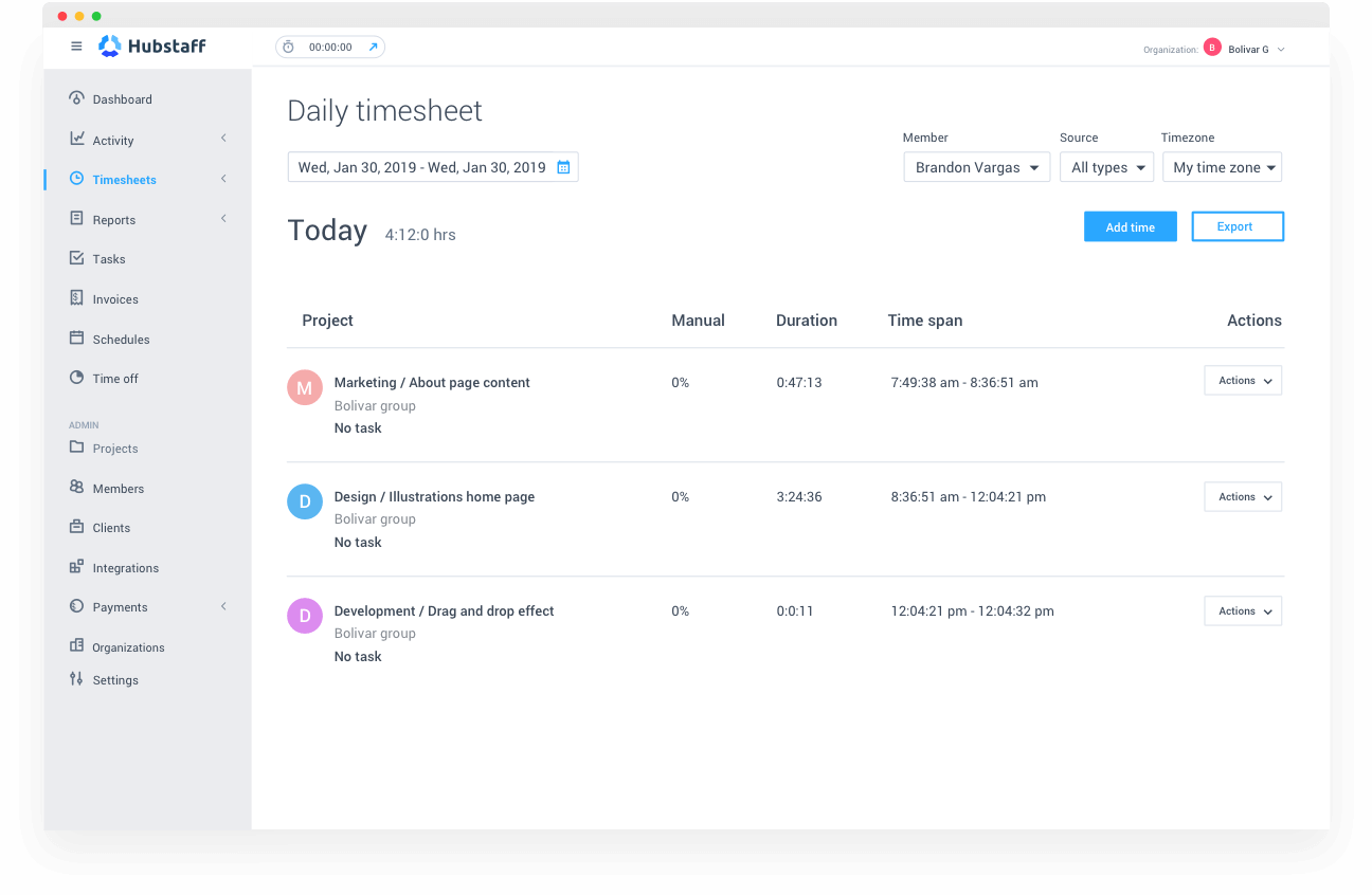 Hubstaff - Timesheet